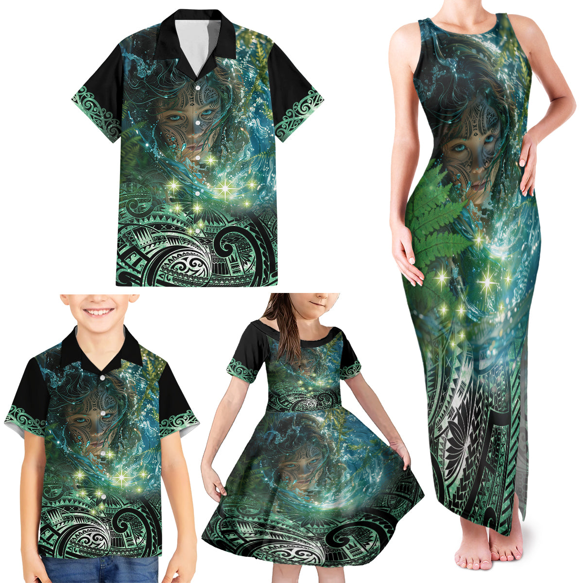 New Zealand Matariki Waiti Family Matching Tank Maxi Dress and Hawaiian Shirt Waimāori and The Origin Of Life