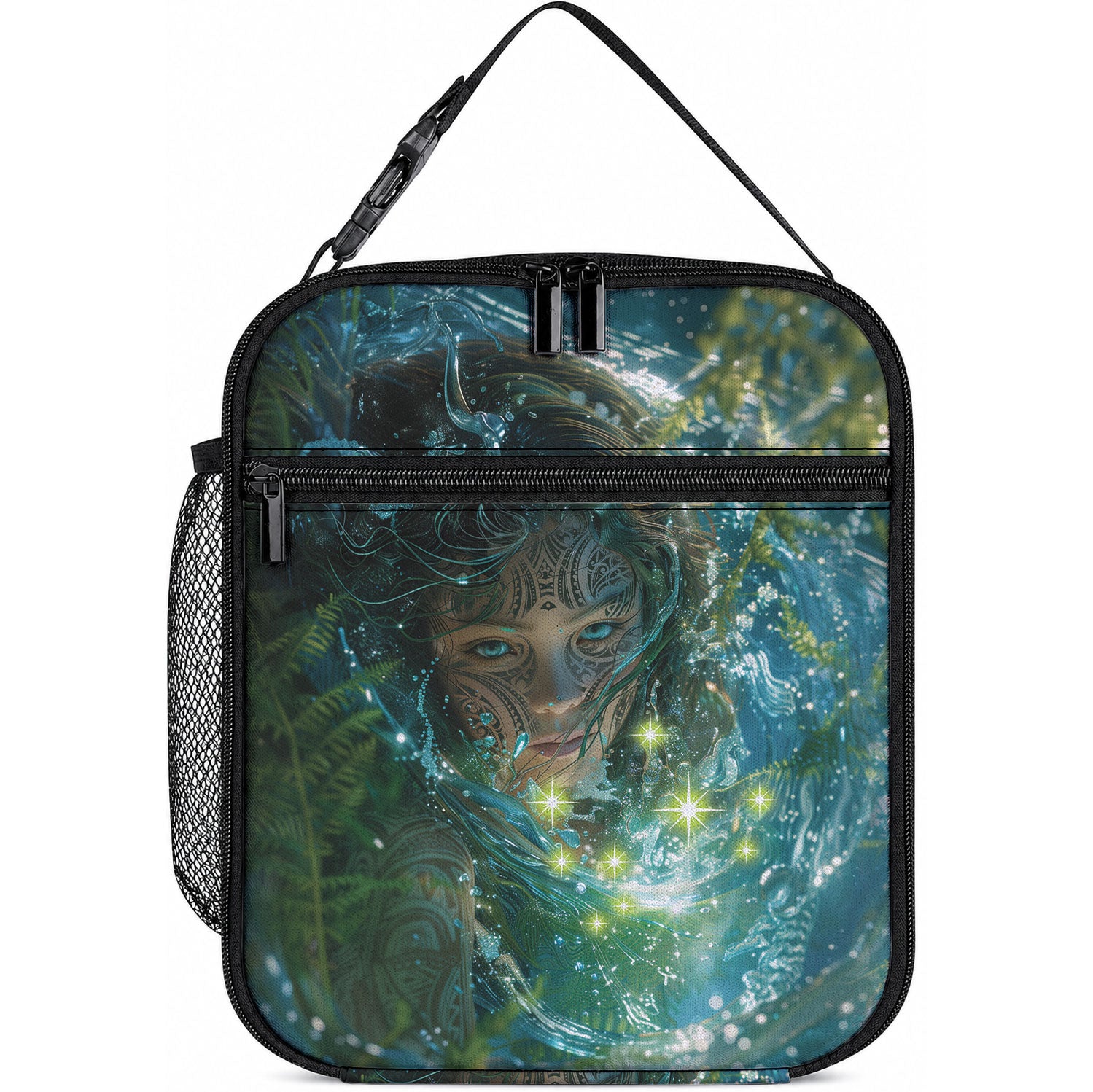 New Zealand Matariki Waiti Lunch Bag Waimāori and The Origin Of Life LT9 10.2 × 8.3 × 4.3 inch Black - Polynesian Pride