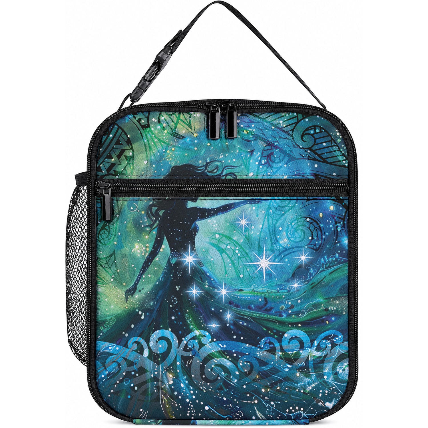 New Zealand Matariki Hiwa-i-te-rangi Lunch Bag Titiro ki nga Whetu Wishing Star LT9 10.2 × 8.3 × 4.3 inch Black - Polynesian Pride