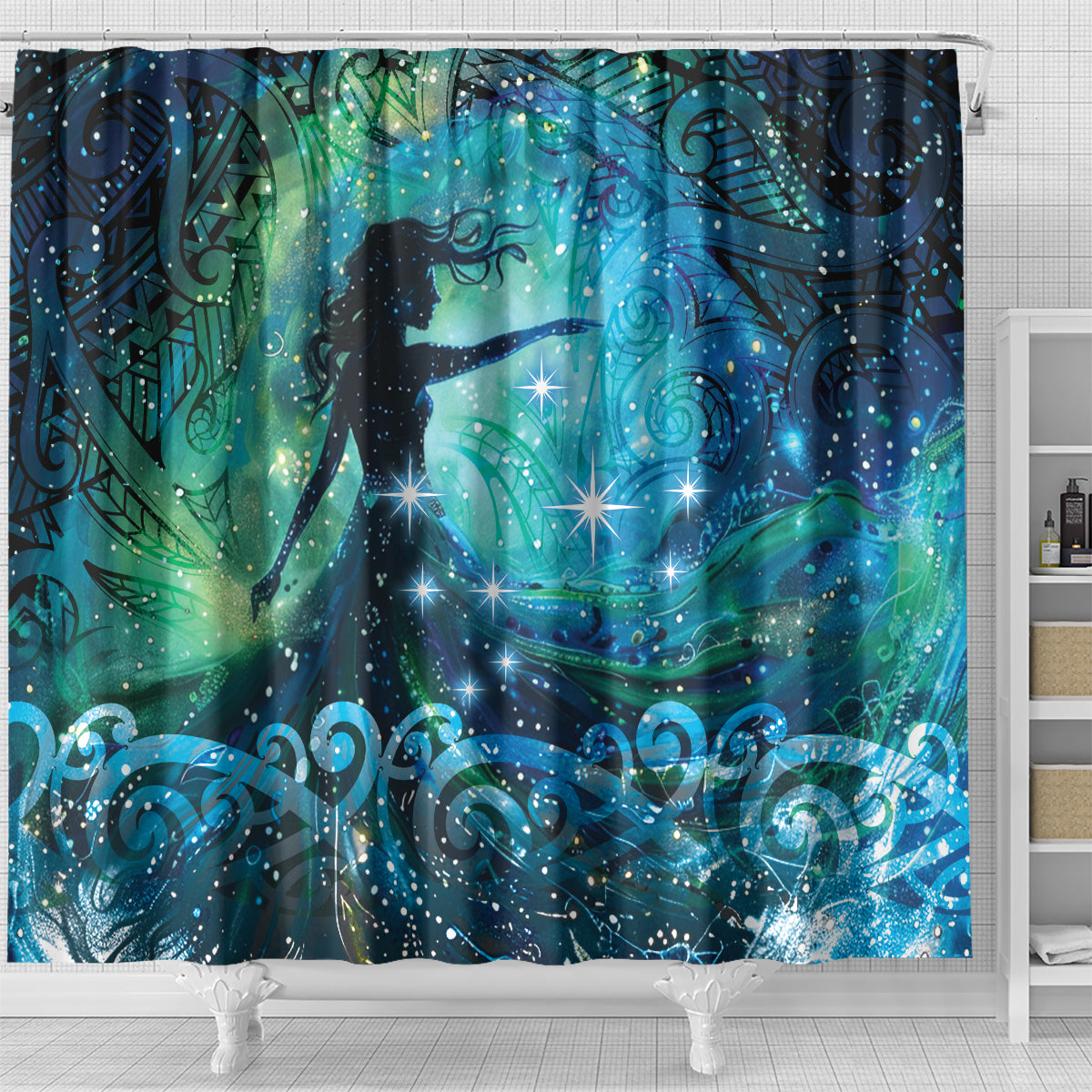 New Zealand Matariki Hiwa-i-te-rangi Shower Curtain Titiro ki nga Whetu Wishing Star
