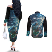 New Zealand Matariki Ururangi Couples Matching Off The Shoulder Long Sleeve Dress and Long Sleeve Button Shirt The Murmur Of The Wind
