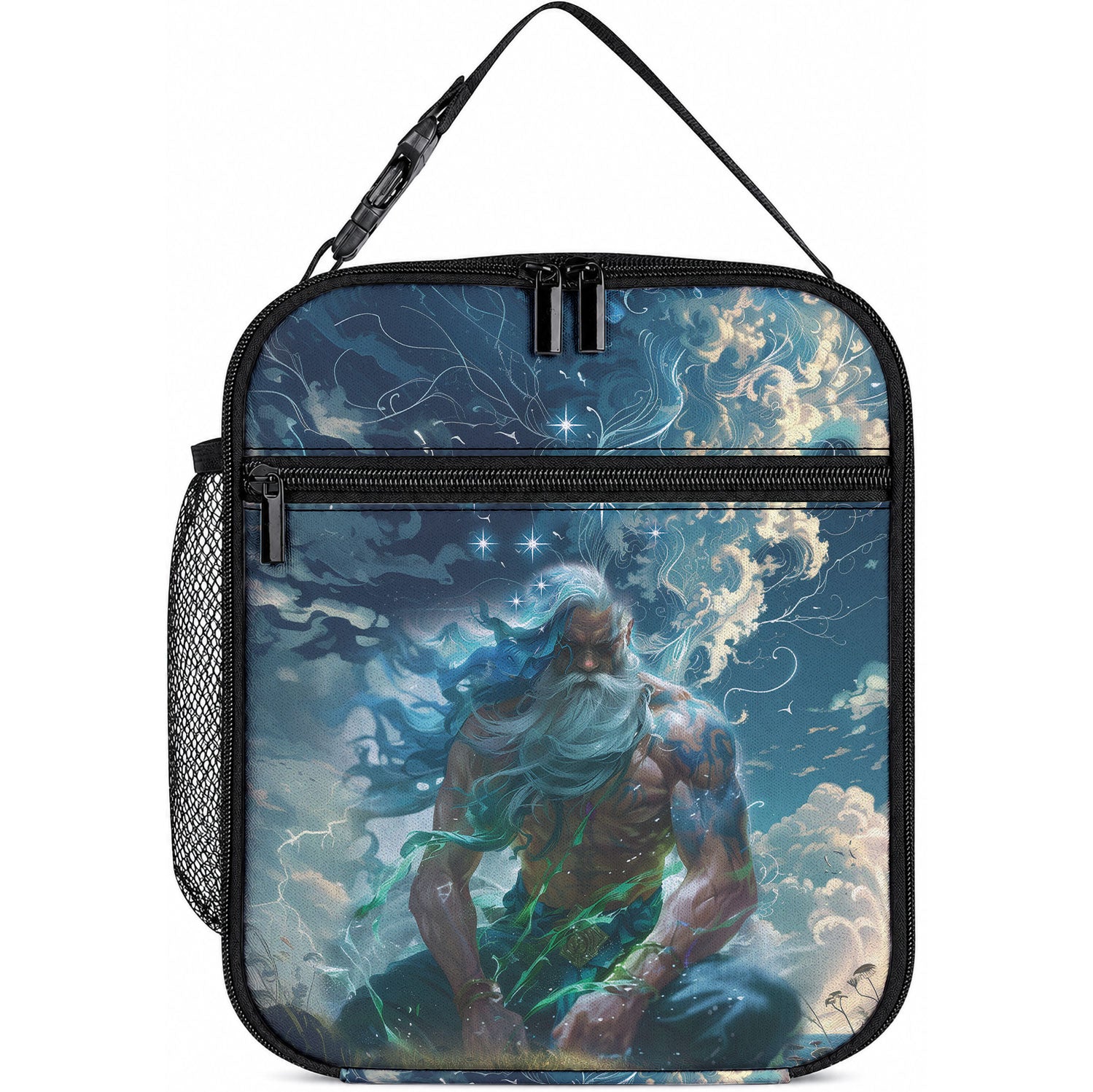 New Zealand Matariki Ururangi Lunch Bag The Murmur Of The Wind LT9 10.2 × 8.3 × 4.3 inch Black - Polynesian Pride