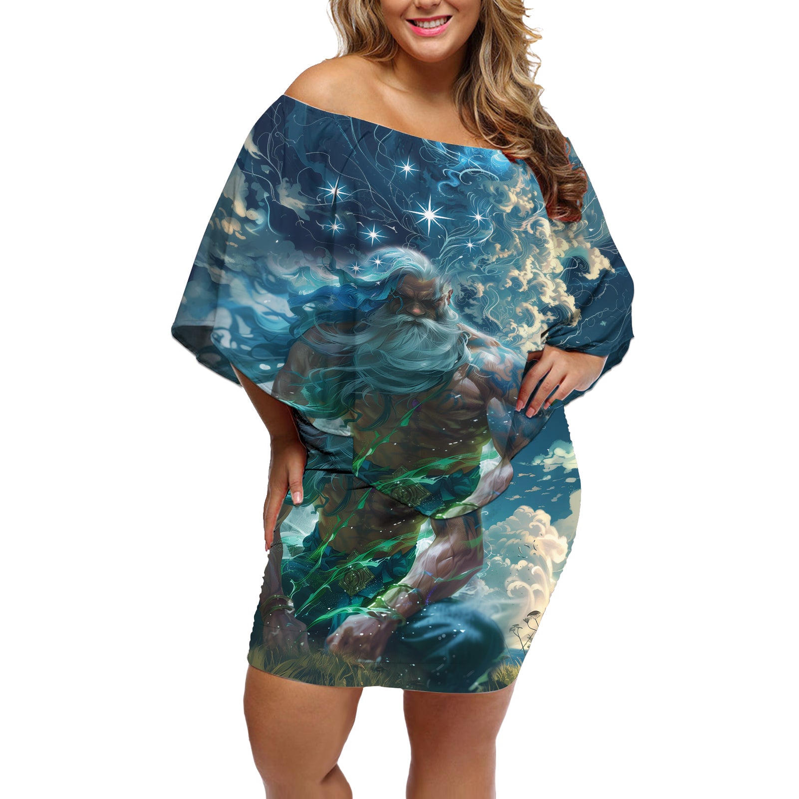 New Zealand Matariki Ururangi Off Shoulder Short Dress The Murmur Of The Wind