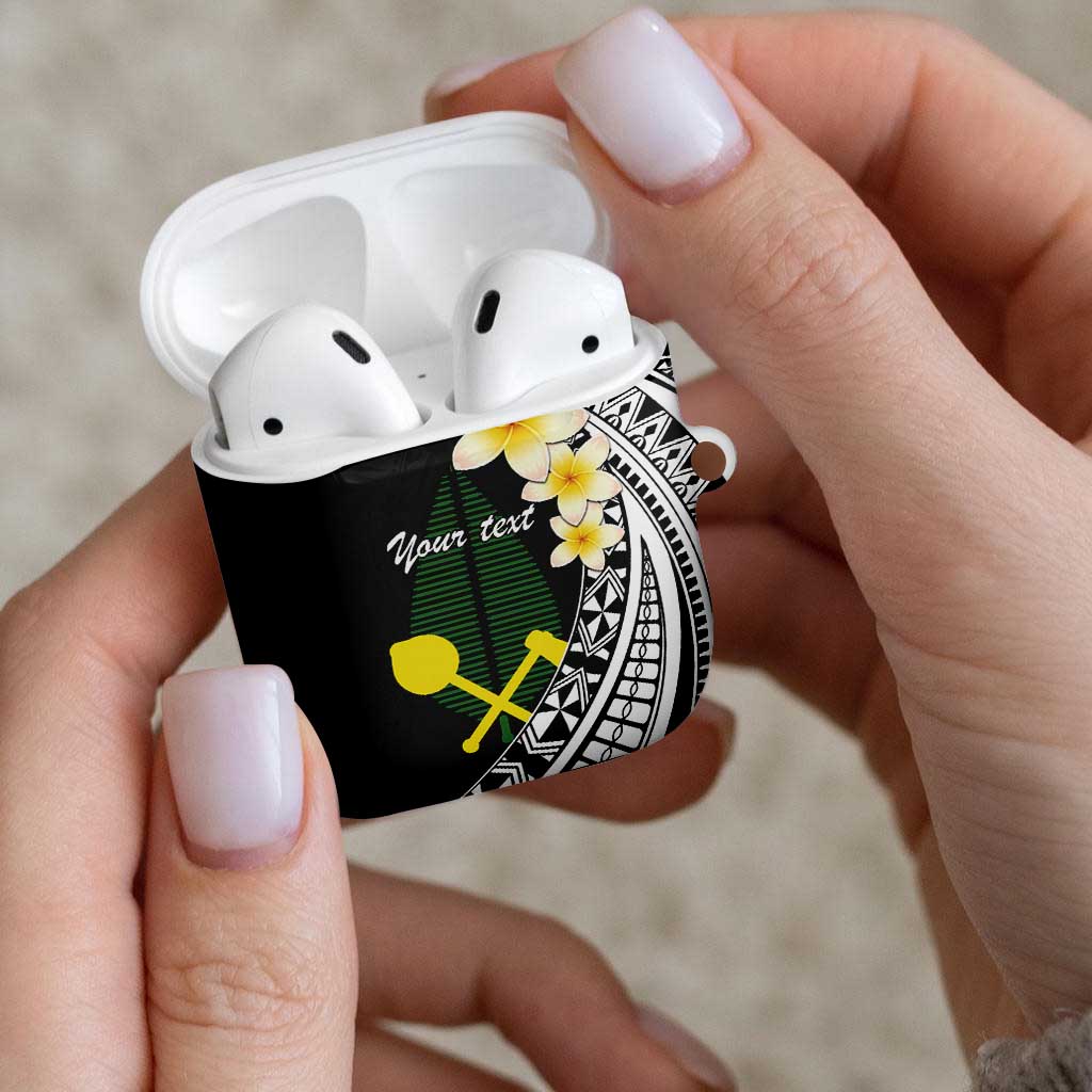 Alo Chiefdom Wallis and Futuna Personalized AirPods Case Frangipani Flowers Polynesian Pattern - Polynesian Pride