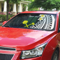 Alo Chiefdom Wallis and Futuna Personalized Auto Sun Shade Frangipani Flowers Polynesian Pattern - Polynesian Pride