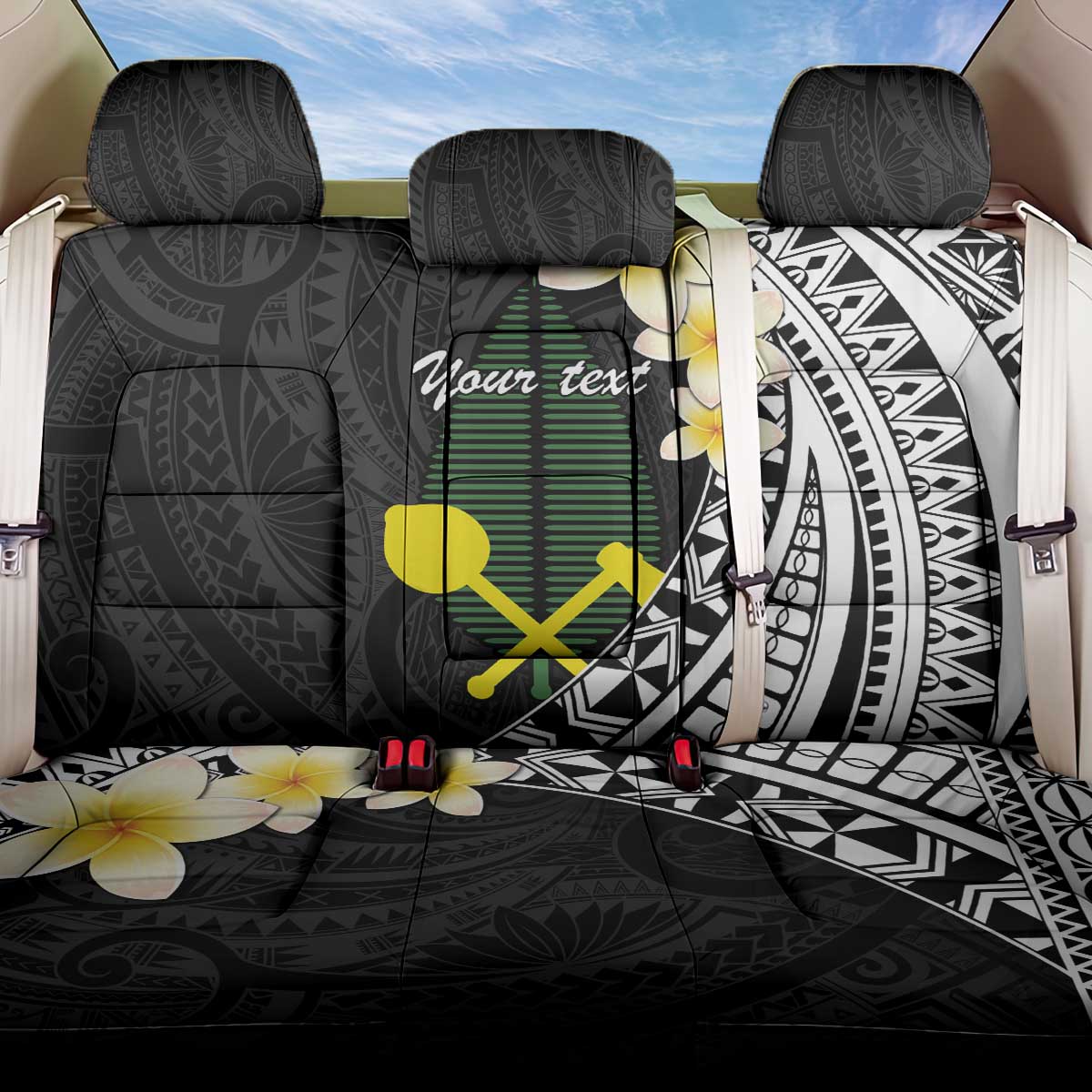 Alo Chiefdom Wallis and Futuna Personalized Back Car Seat Cover Frangipani Flowers Polynesian Pattern