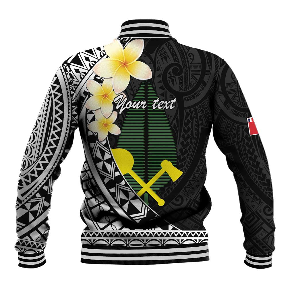 Alo Chiefdom Wallis and Futuna Personalized Baseball Jacket Frangipani Flowers Polynesian Pattern