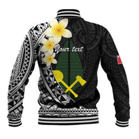 Alo Chiefdom Wallis and Futuna Personalized Baseball Jacket Frangipani Flowers Polynesian Pattern