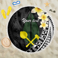 Alo Chiefdom Wallis and Futuna Personalized Beach Blanket Frangipani Flowers Polynesian Pattern