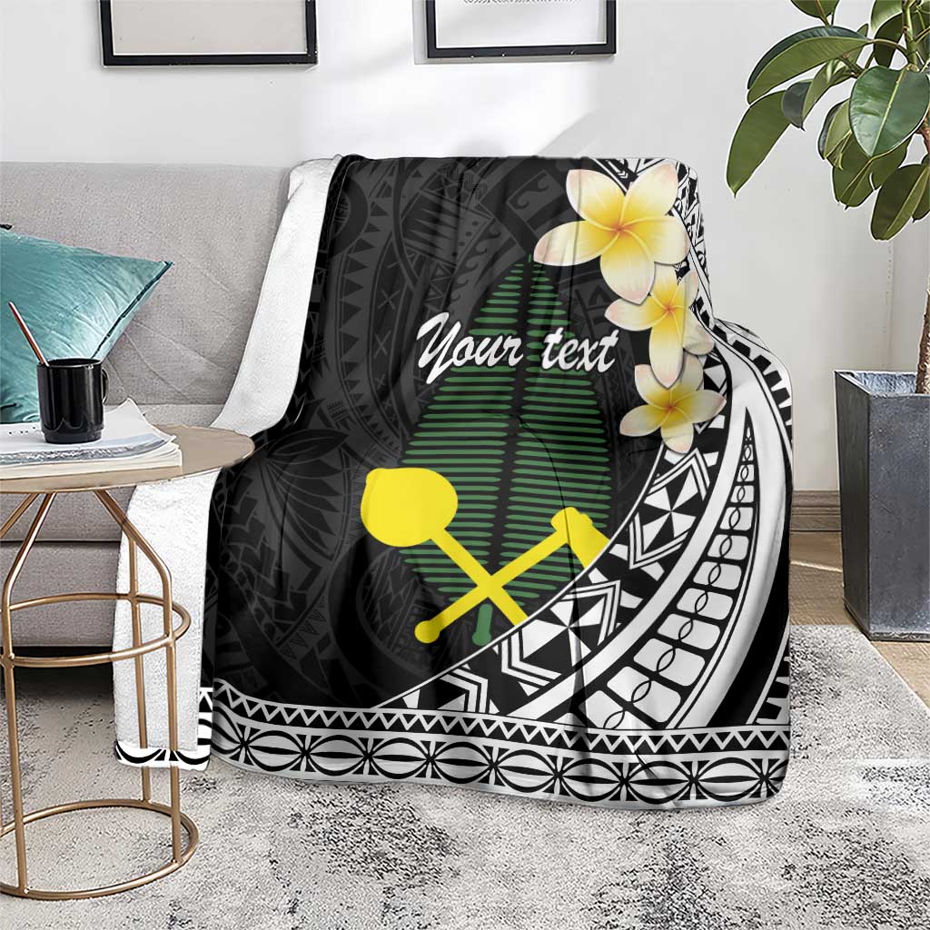 Alo Chiefdom Wallis and Futuna Personalized Blanket Frangipani Flowers Polynesian Pattern