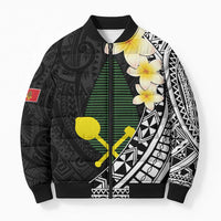 Alo Chiefdom Wallis and Futuna Personalized Bomber Puffer Jacket Frangipani Flowers Polynesian Pattern - Polynesian Pride