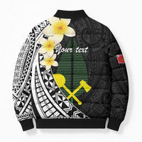 Alo Chiefdom Wallis and Futuna Personalized Bomber Puffer Jacket Frangipani Flowers Polynesian Pattern - Polynesian Pride