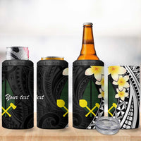 Alo Chiefdom Wallis and Futuna Personalized 4 in 1 Can Cooler Tumbler Frangipani Flowers Polynesian Pattern