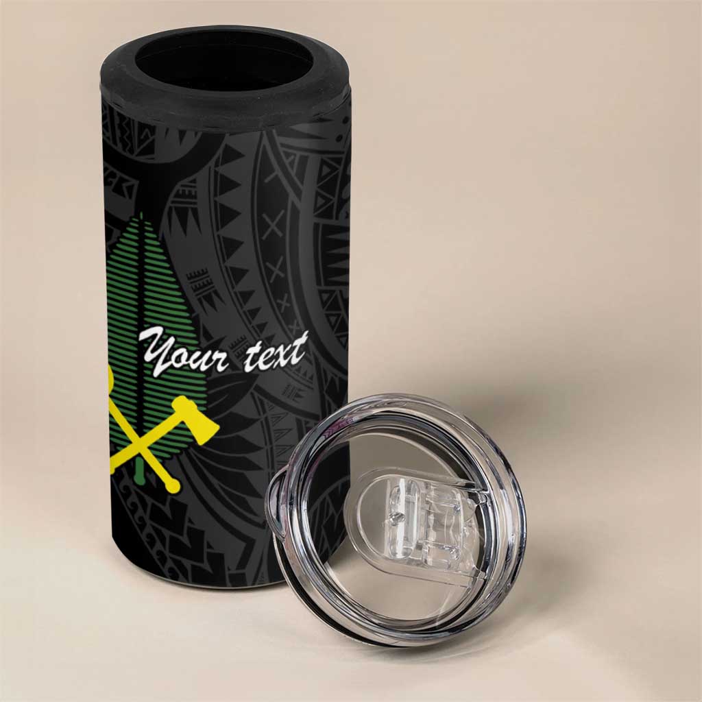 Alo Chiefdom Wallis and Futuna Personalized 4 in 1 Can Cooler Tumbler Frangipani Flowers Polynesian Pattern