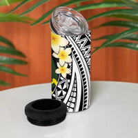 Alo Chiefdom Wallis and Futuna Personalized 4 in 1 Can Cooler Tumbler Frangipani Flowers Polynesian Pattern