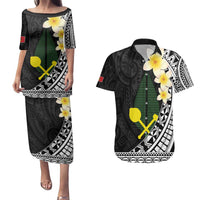 Alo Chiefdom Wallis and Futuna Personalized Couples Matching Puletasi and Hawaiian Shirt Frangipani Flowers Polynesian Pattern