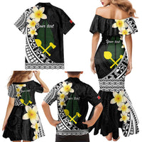 Alo Chiefdom Wallis and Futuna Personalized Family Matching Mermaid Dress and Hawaiian Shirt Frangipani Flowers Polynesian Pattern