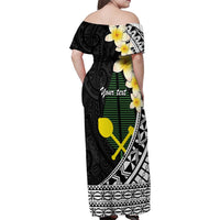 Alo Chiefdom Wallis and Futuna Personalized Family Matching Off Shoulder Maxi Dress and Hawaiian Shirt Frangipani Flowers Polynesian Pattern