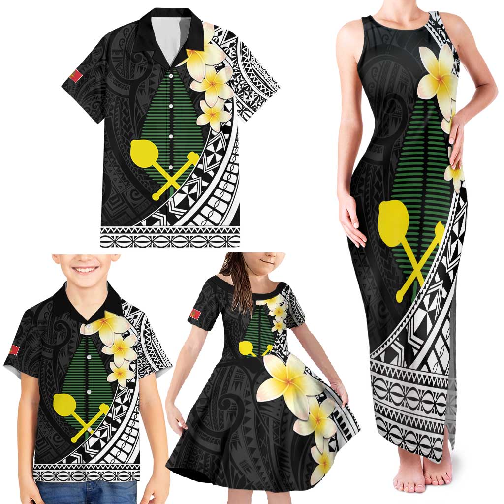Alo Chiefdom Wallis and Futuna Personalized Family Matching Tank Maxi Dress and Hawaiian Shirt Frangipani Flowers Polynesian Pattern