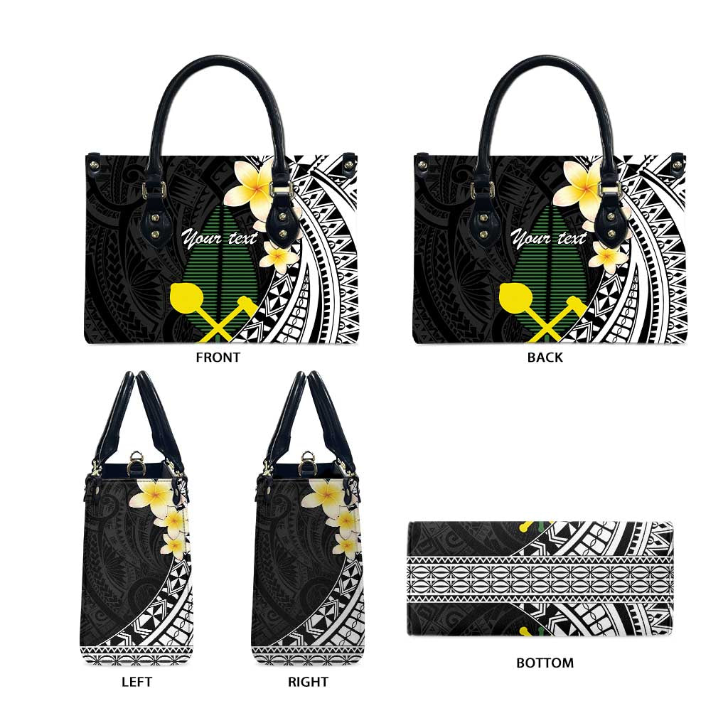 Alo Chiefdom Wallis and Futuna Personalized Leather Bag Frangipani Flowers Polynesian Pattern - Polynesian Pride