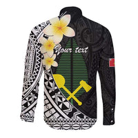 Alo Chiefdom Wallis and Futuna Personalized Long Sleeve Button Shirt Frangipani Flowers Polynesian Pattern