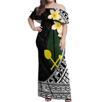 Alo Chiefdom Wallis and Futuna Personalized Off Shoulder Maxi Dress Frangipani Flowers Polynesian Pattern