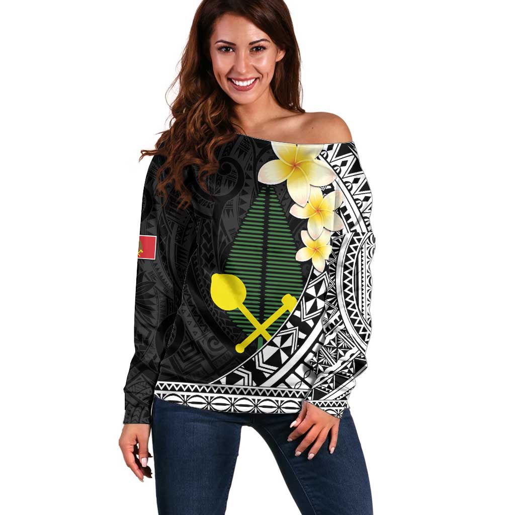 Alo Chiefdom Wallis and Futuna Personalized Off Shoulder Sweater Frangipani Flowers Polynesian Pattern