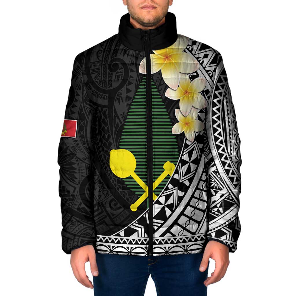 Alo Chiefdom Wallis and Futuna Personalized Padded Jacket Frangipani Flowers Polynesian Pattern - Polynesian Pride