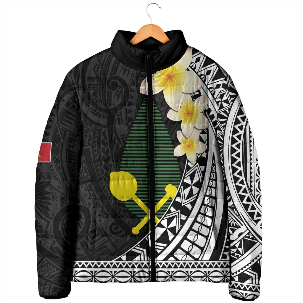 Alo Chiefdom Wallis and Futuna Personalized Padded Jacket Frangipani Flowers Polynesian Pattern - Polynesian Pride