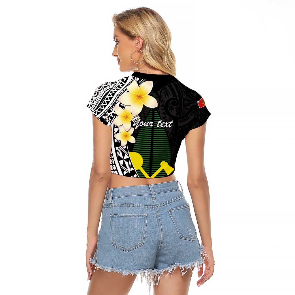 Alo Chiefdom Wallis and Futuna Personalized Raglan Cropped T Shirt Frangipani Flowers Polynesian Pattern