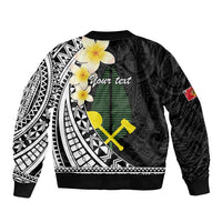 Alo Chiefdom Wallis and Futuna Personalized Sleeve Zip Bomber Jacket Frangipani Flowers Polynesian Pattern