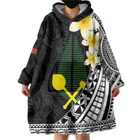 Alo Chiefdom Wallis and Futuna Personalized Wearable Blanket Hoodie Frangipani Flowers Polynesian Pattern
