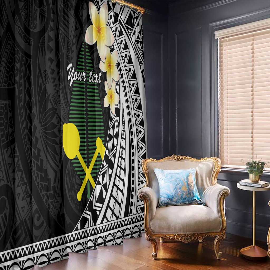 Alo Chiefdom Wallis and Futuna Personalized Window Curtain Frangipani Flowers Polynesian Pattern