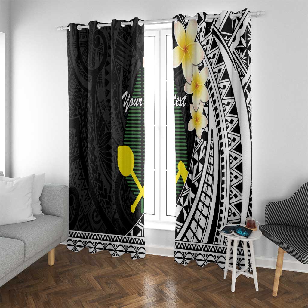 Alo Chiefdom Wallis and Futuna Personalized Window Curtain Frangipani Flowers Polynesian Pattern