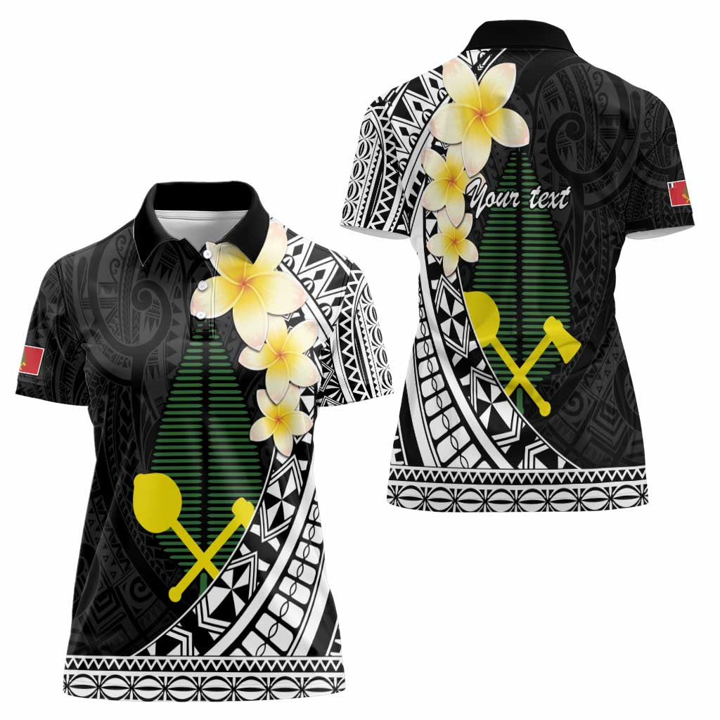 Alo Chiefdom Wallis and Futuna Personalized Women Polo Shirt Frangipani Flowers Polynesian Pattern