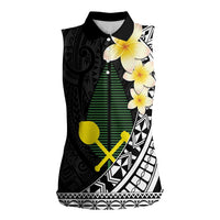 Alo Chiefdom Wallis and Futuna Personalized Women Sleeveless Polo Shirt Frangipani Flowers Polynesian Pattern
