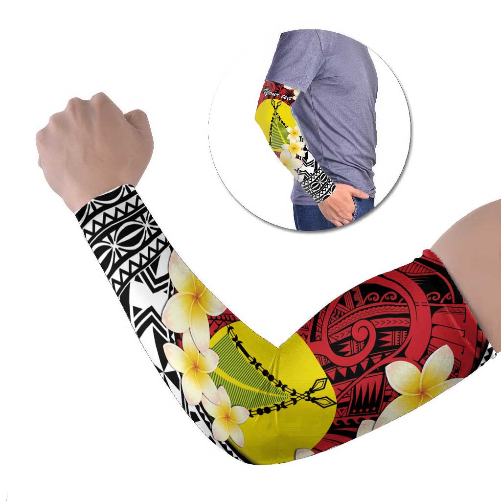 Sigave Chiefdom Wallis and Futuna Personalized Arm Sleeves Frangipani Flowers Polynesian Pattern - Polynesian Pride