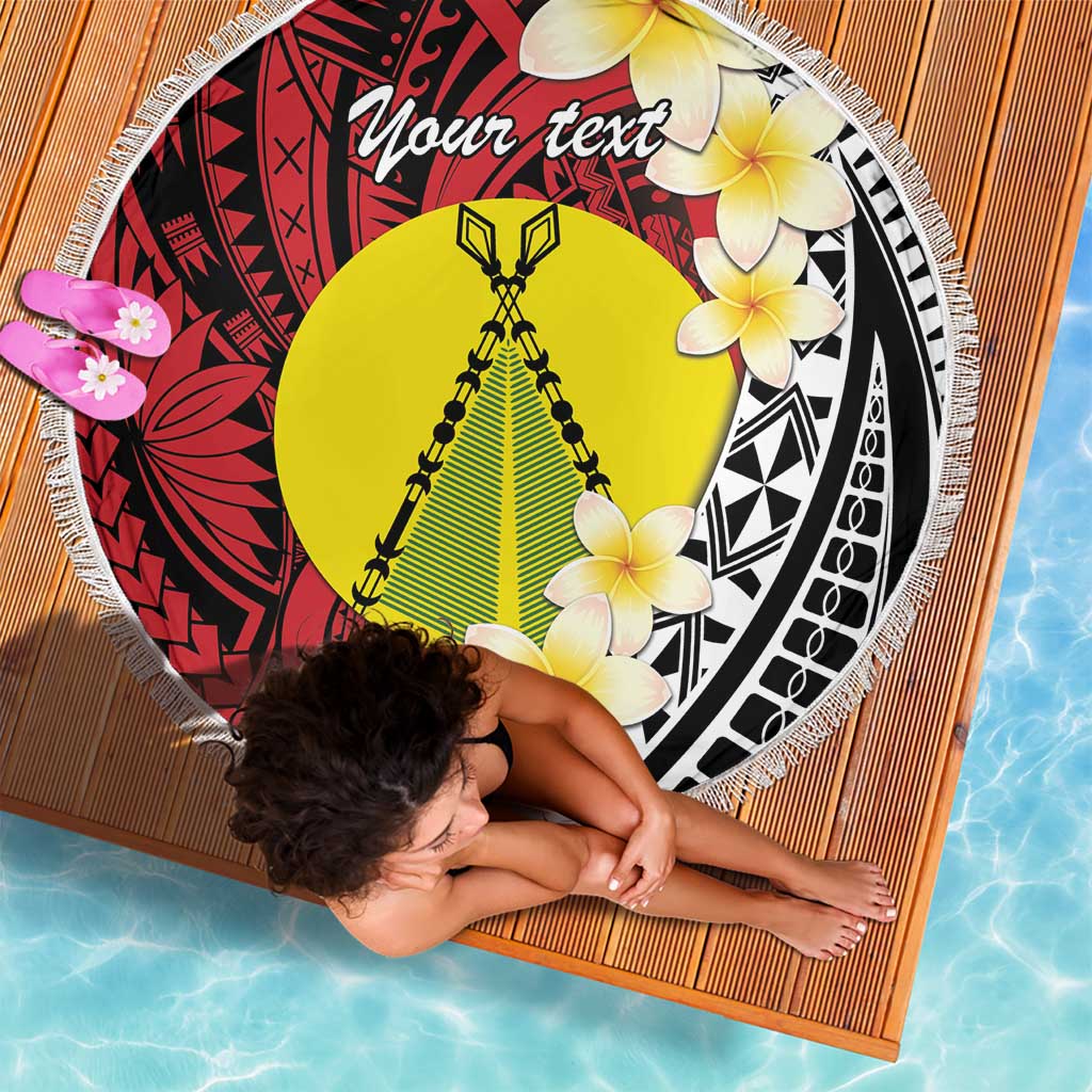 Sigave Chiefdom Wallis and Futuna Personalized Beach Blanket Frangipani Flowers Polynesian Pattern