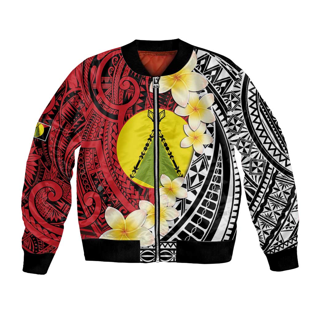 Sigave Chiefdom Wallis and Futuna Personalized Bomber Jacket Frangipani Flowers Polynesian Pattern