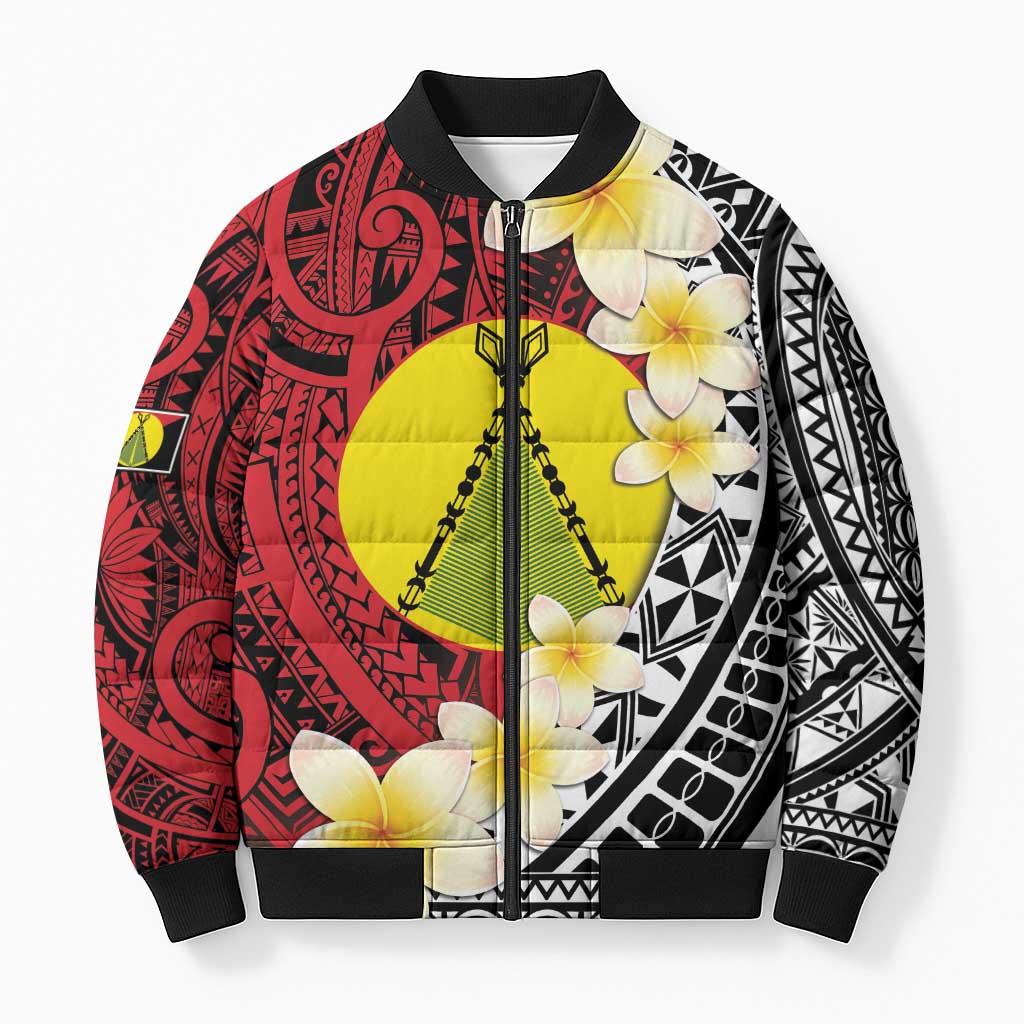 Sigave Chiefdom Wallis and Futuna Personalized Bomber Puffer Jacket Frangipani Flowers Polynesian Pattern - Polynesian Pride