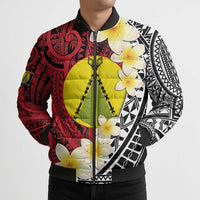 Sigave Chiefdom Wallis and Futuna Personalized Bomber Puffer Jacket Frangipani Flowers Polynesian Pattern - Polynesian Pride