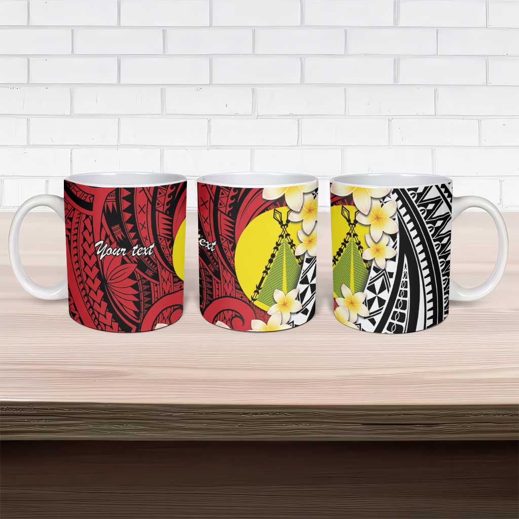 Sigave Chiefdom Wallis and Futuna Personalized Ceramic Mug Frangipani Flowers Polynesian Pattern - Polynesian Pride