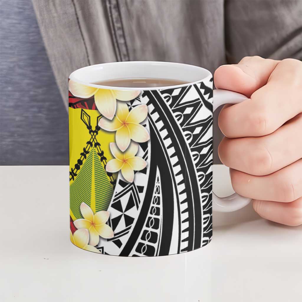 Sigave Chiefdom Wallis and Futuna Personalized Ceramic Mug Frangipani Flowers Polynesian Pattern - Polynesian Pride
