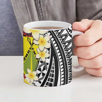 Sigave Chiefdom Wallis and Futuna Personalized Ceramic Mug Frangipani Flowers Polynesian Pattern - Polynesian Pride