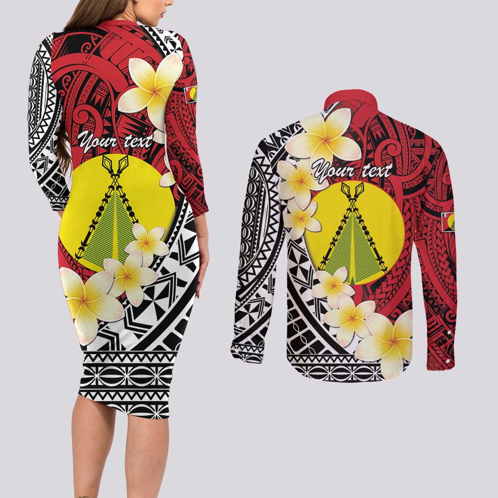 Sigave Chiefdom Wallis and Futuna Personalized Couples Matching Long Sleeve Bodycon Dress and Long Sleeve Button Shirt Frangipani Flowers Polynesian Pattern