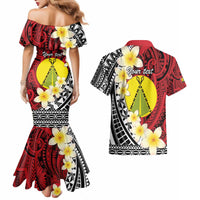 Sigave Chiefdom Wallis and Futuna Personalized Couples Matching Mermaid Dress and Hawaiian Shirt Frangipani Flowers Polynesian Pattern