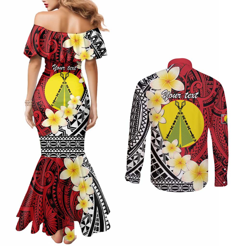 Sigave Chiefdom Wallis and Futuna Personalized Couples Matching Mermaid Dress and Long Sleeve Button Shirt Frangipani Flowers Polynesian Pattern
