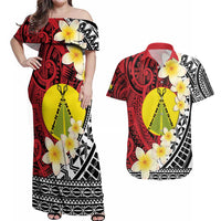 Sigave Chiefdom Wallis and Futuna Personalized Couples Matching Off Shoulder Maxi Dress and Hawaiian Shirt Frangipani Flowers Polynesian Pattern
