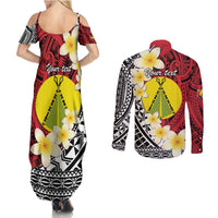 Sigave Chiefdom Wallis and Futuna Personalized Couples Matching Summer Maxi Dress and Long Sleeve Button Shirt Frangipani Flowers Polynesian Pattern