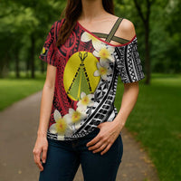 Sigave Chiefdom Wallis and Futuna Personalized Cross Shoulder Shirt Frangipani Flowers Polynesian Pattern - Polynesian Pride